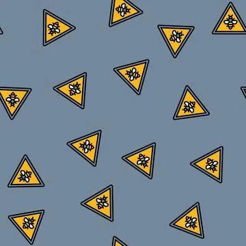 Warning caution bees vector seamless pattern 库存插图