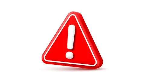 Warning caution sign, problem message mark, danger icon 3d. Vector Stock Illustration