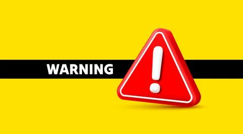 Warning caution sign, problem message mark, danger icon 3d. Vector Stock Illustration