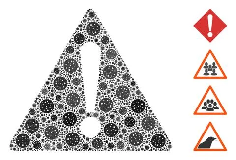 Warning Collage of Covid Virus Elements Illustrazione stock