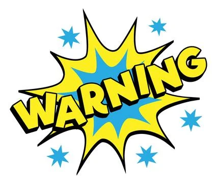 WARNING Comic Book Pop Art Badge Burst Graphic Stock Illustration