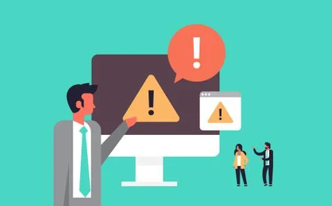 Warning concept danger piracy error background businessman problem solution Stockillustratie