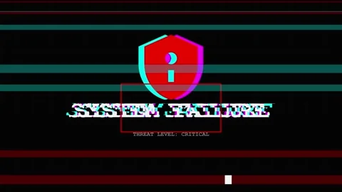 Warning concept glitch with digital distortion and flickering system error Stock Footage 345370914