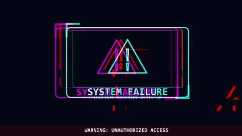 Warning concept glitch with digital signal distortion and error notification Stock Footage 345370965