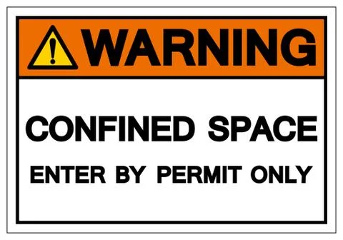Warning Confined Space Enter By Permit Only Symbol Sign ,Vector Illustration, Stock Illustration