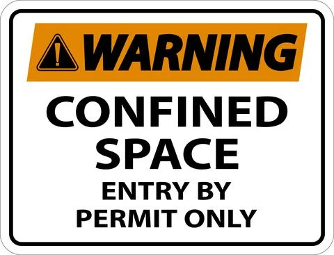 Warning Confined Space Entry By Permit Only Sign Stock Illustration