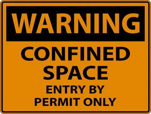 Warning Confined Space Entry By Permit Only Sign Stock Illustration