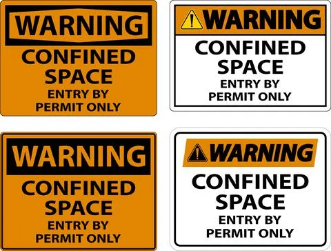 Warning Confined Space Entry By Permit Only Sign Stock Illustration