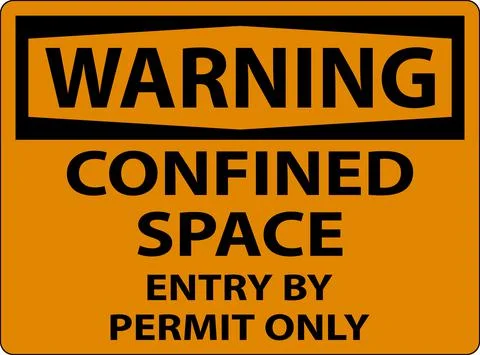 Warning Confined Space Entry By Permit Only Sign Stock Illustration