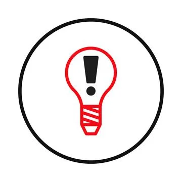 Warning creative innovative idea concept inside bulb circle design illustra.. Illustrazione stock