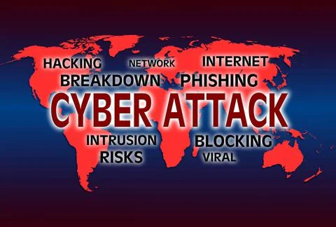 Warning cyber attack at network Foto stock