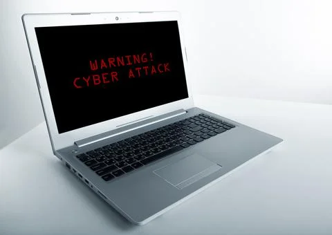 Warning cyber attack at network Stock-Fotos