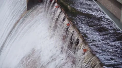 Warning, Danger Dam Restricted Area and Drowning Hazard sign Stock Footage 299726566