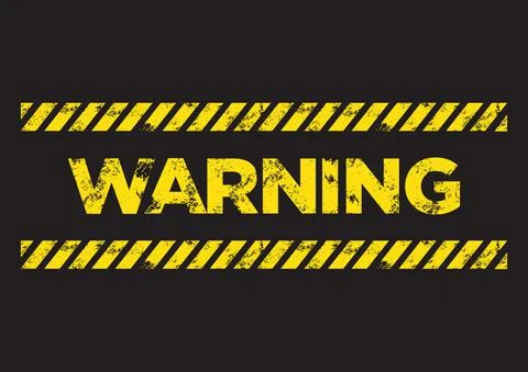 Warning danger sign. Broken yellow font text. Concept of hazard danger. Stock Illustration