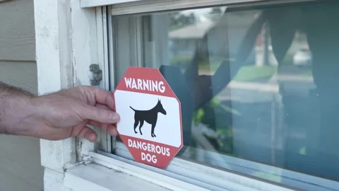 Warning Dangerous Dog Sign Posted on a Stock Video Pond5