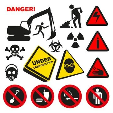 Warning Dangerous Label Signs Illustration