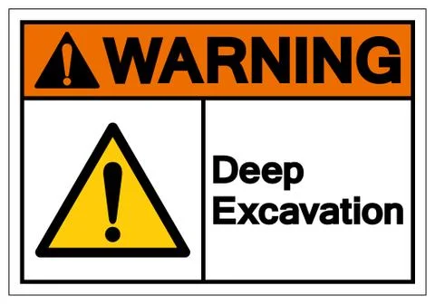 Warning Deep Excavation Symbol Sign, Vector Illustration, Isolate On White Ba Stock Illustration