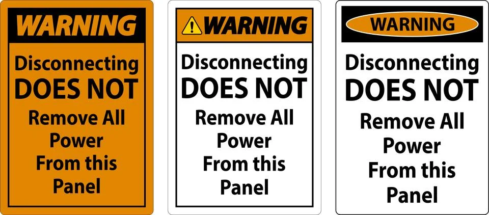 Warning Disconnecting Does Not Remove All Power From this Panel Stock Illustration