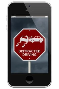 Warning of distracted driving Stock Illustration