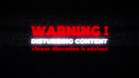 Warning Disturbing Content Glitch Animation with VHS Noise Effect Stock Footage 319059530