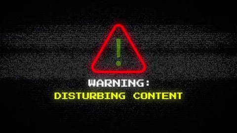 Warning Disturbing Content, Retro VHS Content Warning Screen overlay Stock Footage 316959964