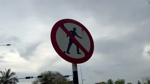 Warning do not cross the road sign Stock Footage 238655310