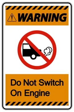 Warning Do Not Switch On Engine Sign On White Background Ilustración de archivo