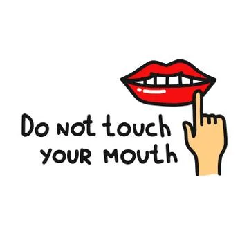Warning do not touch your mouth doodle icon, vector illustration Stock Illustration