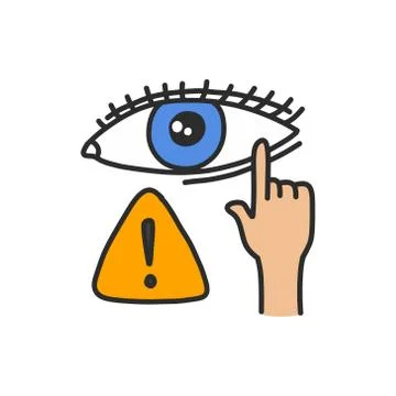 Warning do not touch your eyes doodle icon, vector illustration Stock Illustration