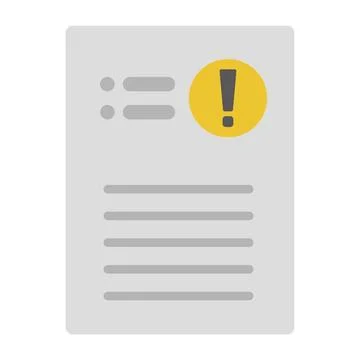 Warning document. File icon with exclamation mark. Vectors. 스톡 일러스트
