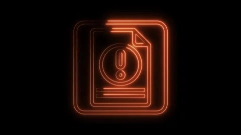 Warning document file with neon light outlines on black background animation Stock Footage 322970344