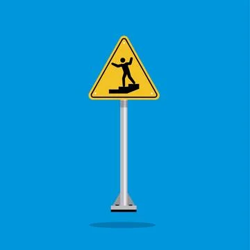 Warning down stairs on yellow triangle sign Stock-Illustration