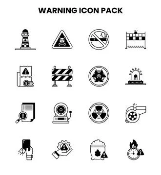 Warning DuoTone Bundle Icons Pack Stock Illustration