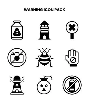 Warning DuoTone Set Icons Pack Stock Illustration