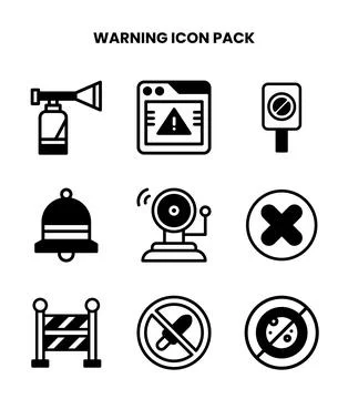 Warning DuoTone SVG Icons Pack Stock Illustration