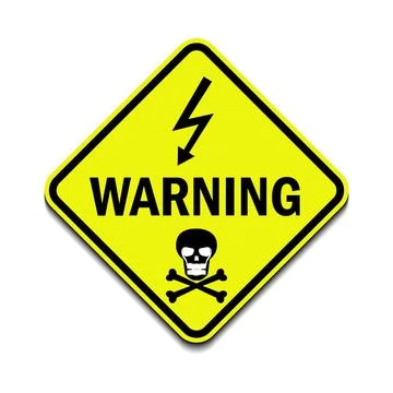 Warning Electrical Hazard High Voltage Sign Isolated, death scull and shock 스톡 일러스트