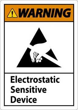 Warning Electrostatic Sensitive Device Sign On White Background Illustrazione stock