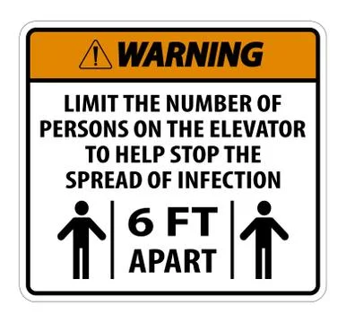 Warning Elevator Physical Distancing Sign Isolate On White Background,Vector  Stock Illustration