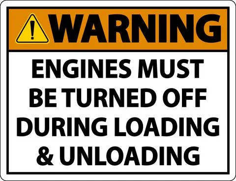 Warning Engines Must Be Turned Off Sign On White Background Stock Illustration