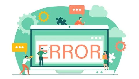 Warning error concept. Caution sign on laptop. Technical support, website Stock-Illustration