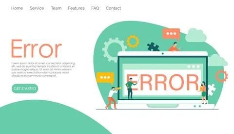 Warning error concept, internet failure screen on computer, page unavailable Stock Illustration