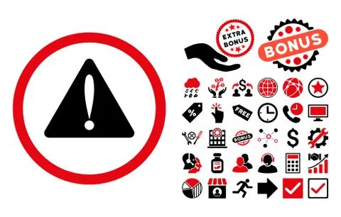 Warning Error Flat Vector Icon with Bonus Stock Illustration