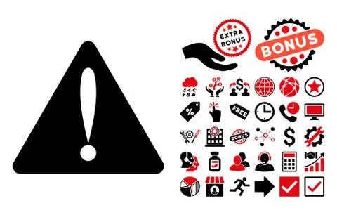 Warning Error Flat Vector Icon with Bonus Stock Illustration