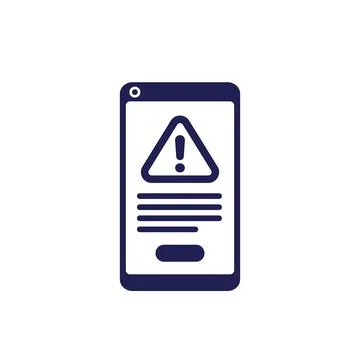 Warning, error icon with a phone, vector Stock Illustration
