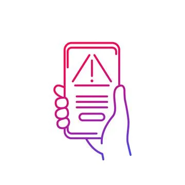 Warning, error line icon with a phone Stock Illustration