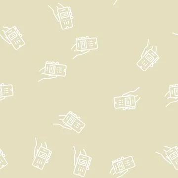 Warning error smartphone app line seamless pattern Stock Illustration