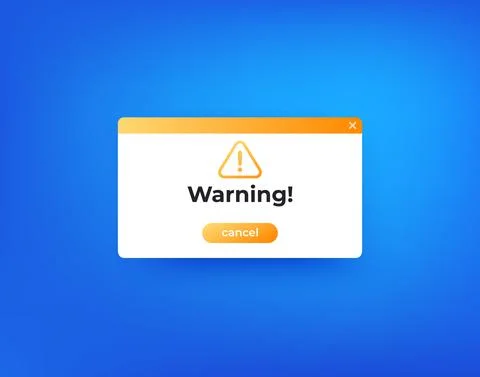 Warning, error window, vector design Illustrazione stock