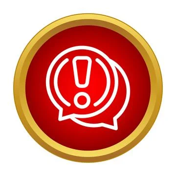 Warning exclamation mark icon in red chat bubble Ilustração Stock