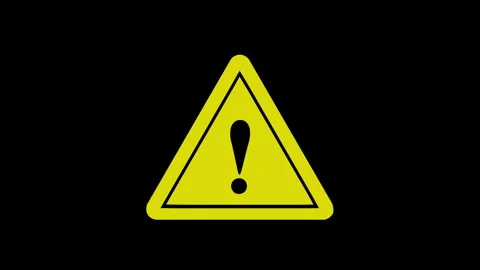 Warning Exclamation Triangle Icon on Black Background for Safety Stock Footage 323377776
