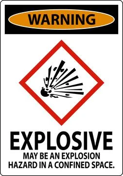 Warning Explosive GHS Sign On White Background Stock Illustration